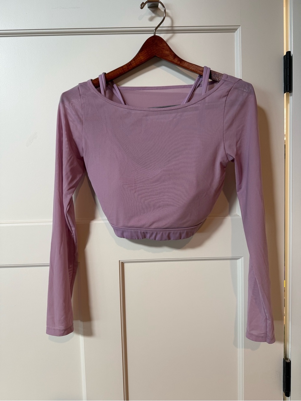 Long Sleeve Cropped Performance Top - Light Lavender